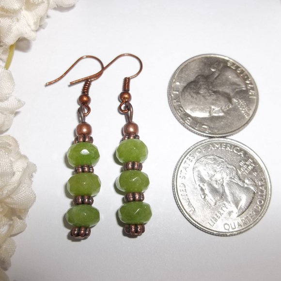 Boho Style Earrings Set Green Copper Jewelry Fashion Accessory Handmade 6479 - Picture 3 of 10